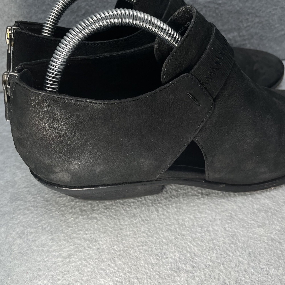 Eileen Fisher Ives Women's 10 Black Nubuck Leather Moto Wedge Heel Ankle Boots - Picture 5 of 10